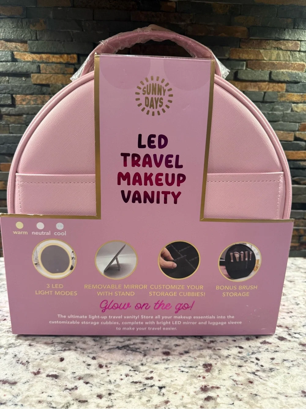 Pink LED Travel Makeup Vanity Bag